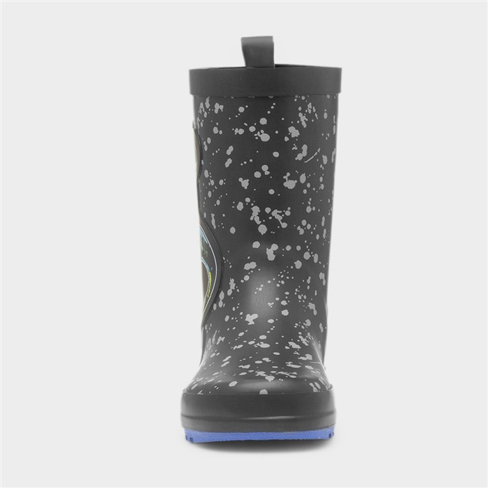 Boys Black Dinosaur Welly