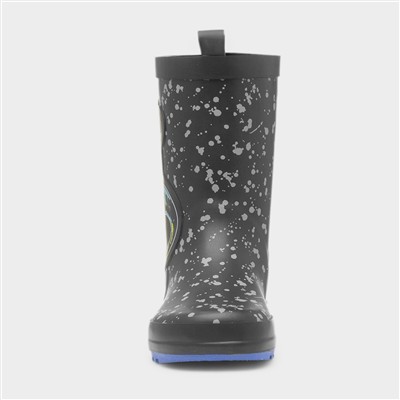 Boys Black Dinosaur Welly