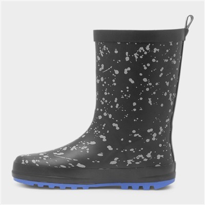 Boys Black Dinosaur Welly