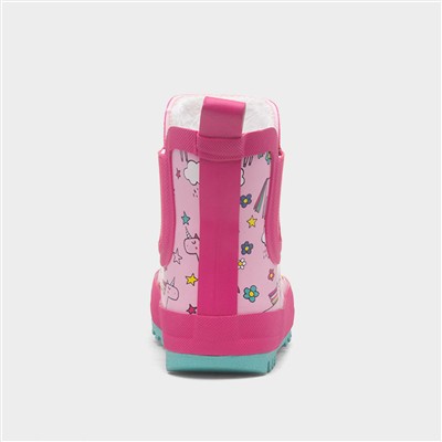 Girls Pink Warm Lined Ankle Welly