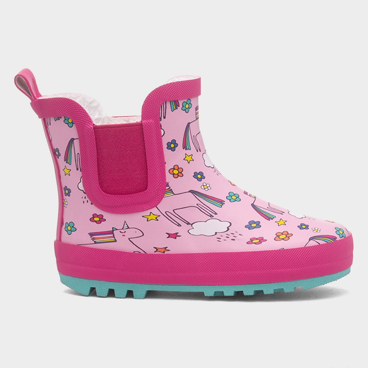 Girls Pink Warm Lined Ankle Welly