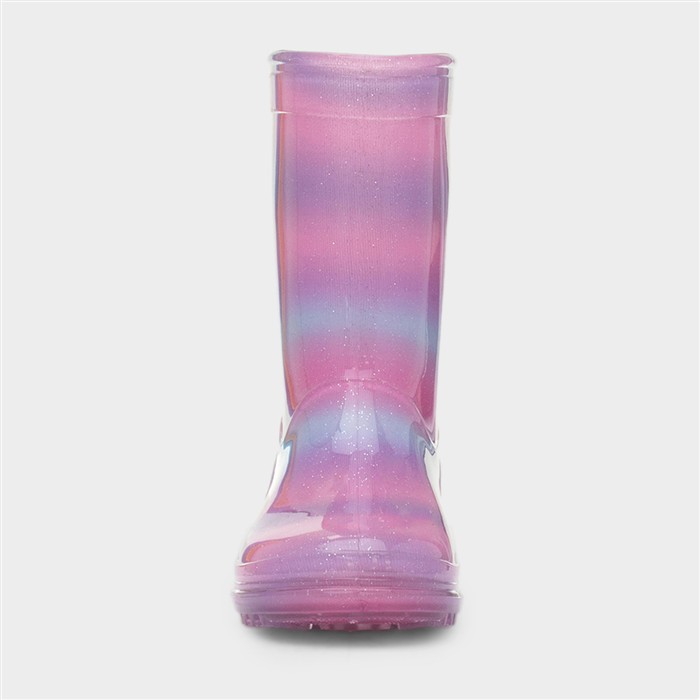 Girls Pink & Lilac Rainbow Welly