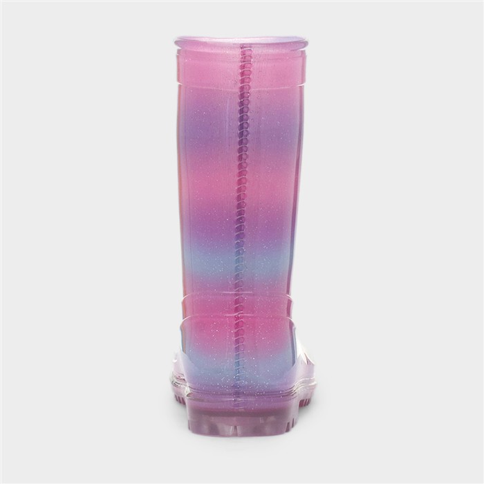 Girls Pink & Lilac Rainbow Welly