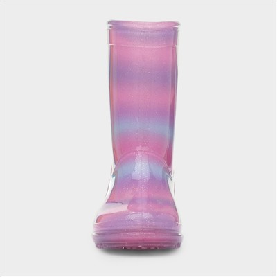 Girls Pink Rainbow Welly