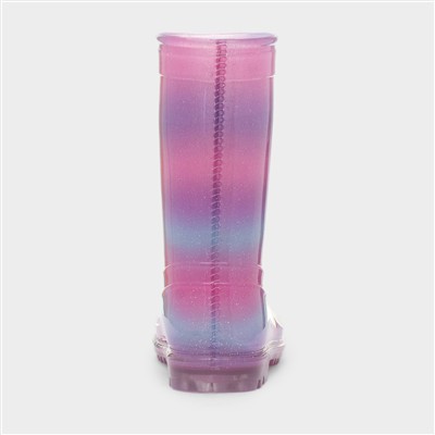 Girls Pink Rainbow Welly