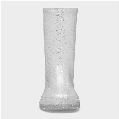 Girls Silver Glitter Welly
