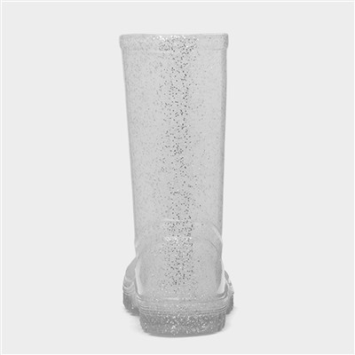 Girls Silver Glitter Welly