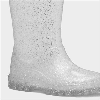 Girls Silver Glitter Welly
