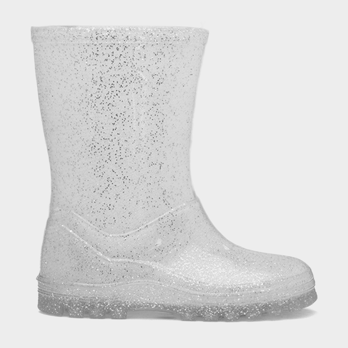 Girls Silver Glitter Welly