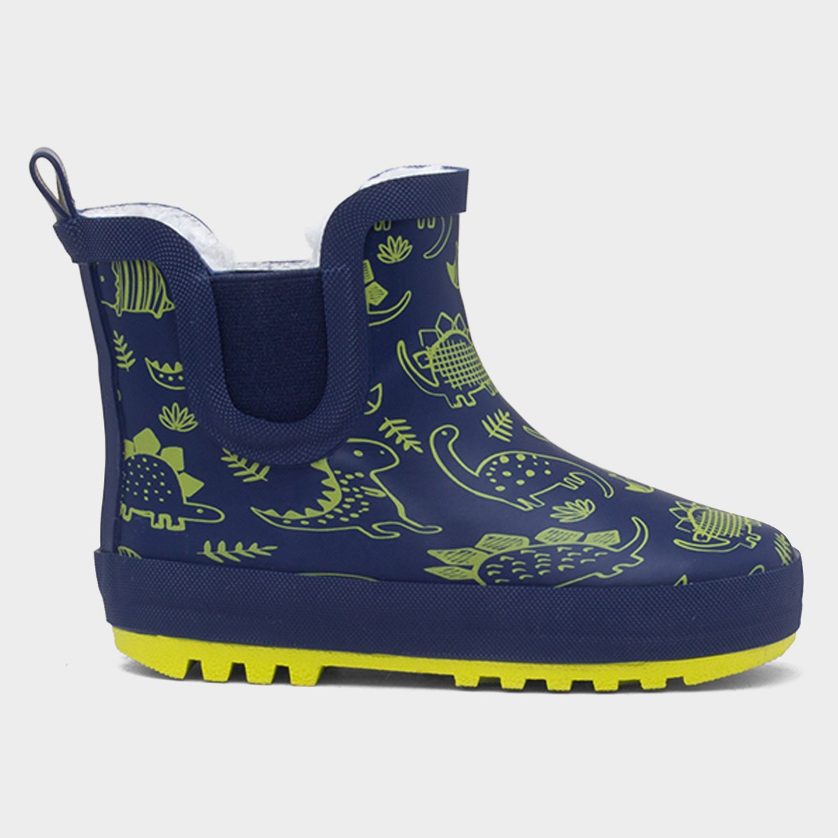 Boys Navy & Lime Warm Lined Chelsea Welly