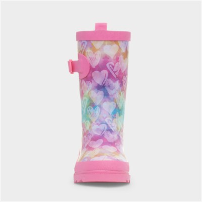 Girls Pink Heart Welly