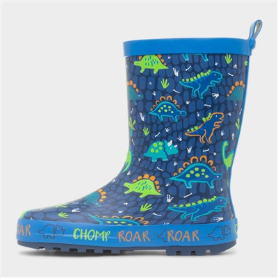 Kids Blue Dinosaur Welly