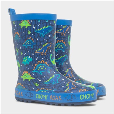 Kids Blue Dinosaur Welly
