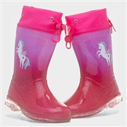Girls Magenta Glitter Unicorn Welly (Click For Details)