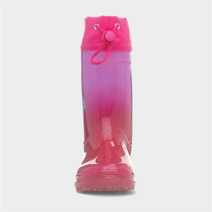 Girls Magenta Glitter Unicorn Welly