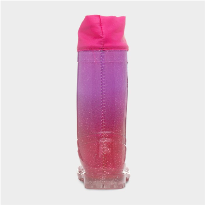 Girls Magenta Glitter Unicorn Welly