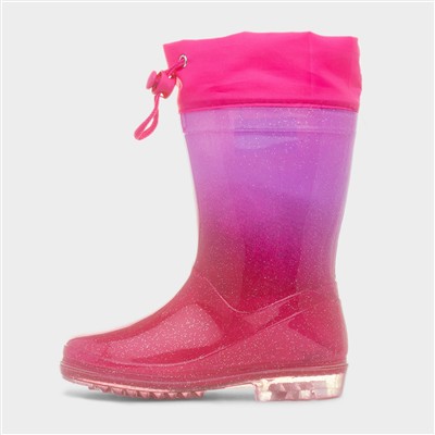 Girls Magenta Glitter Unicorn Welly