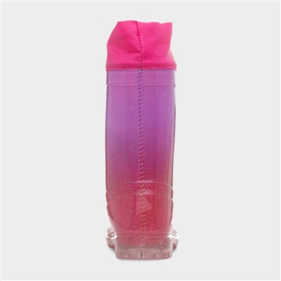 Girls Magenta Glitter Unicorn Welly