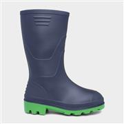 Kids Navy and Lime Green Welly Size 10-6 (Click For Details)