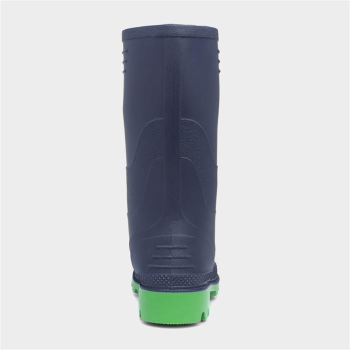 Kids Navy & Lime Green Tall Welly Size 10-6
