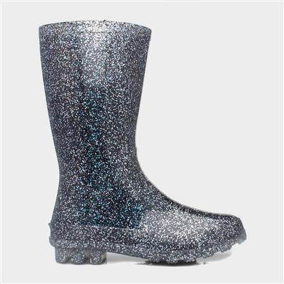 Girls Black Glitter Welly-792036 | Shoe 