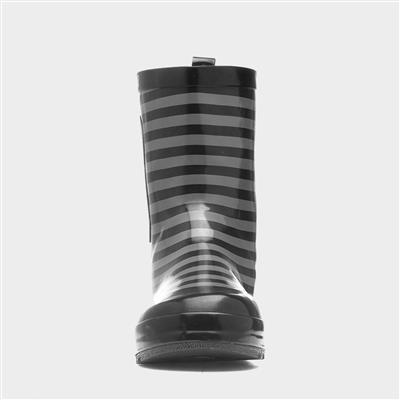 Kids Black & Grey Striped Welly