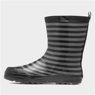Kids Black & Grey Striped Welly