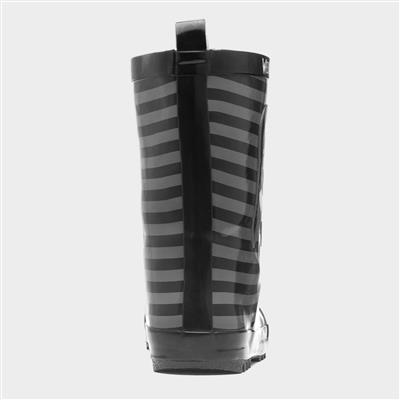 Kids Black & Grey Striped Welly