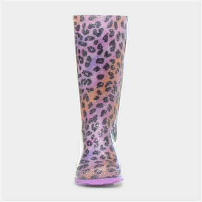 Womens Multi Leopard Print Welly