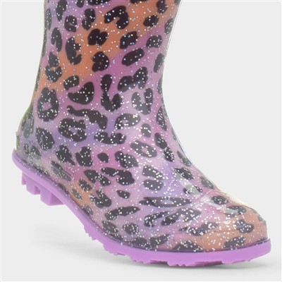 Womens Multi Leopard Print Welly