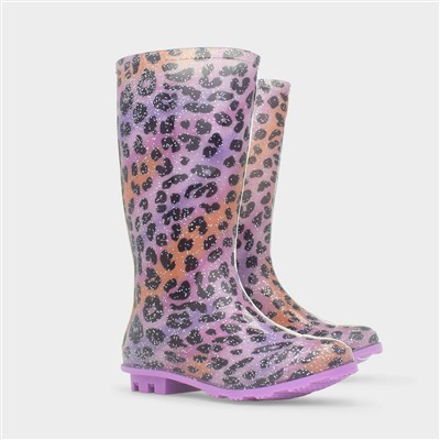 Womens Multi Leopard Print Welly