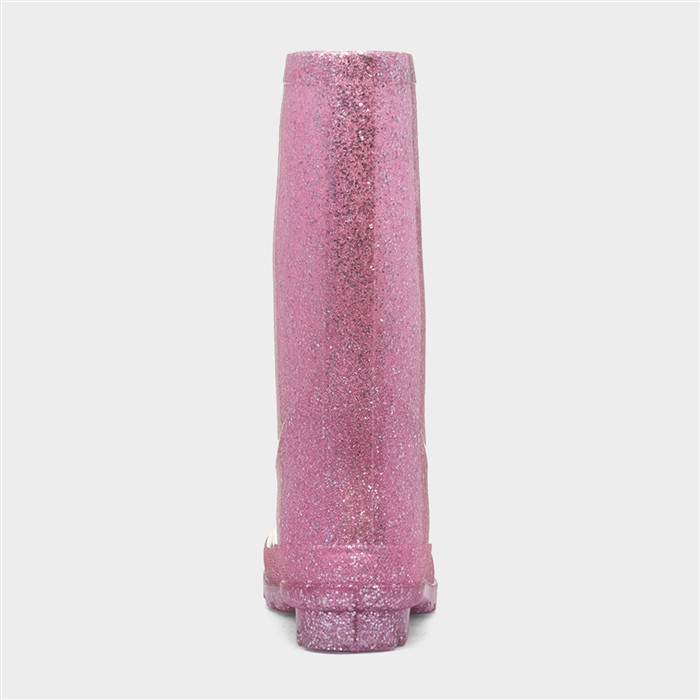 Girls Pink Glitter Welly