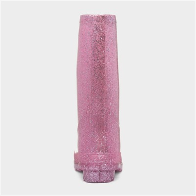 Girls Pink Glitter Welly