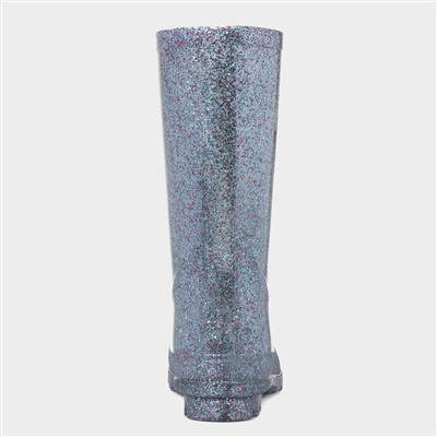 Girls Blue Glitter Welly