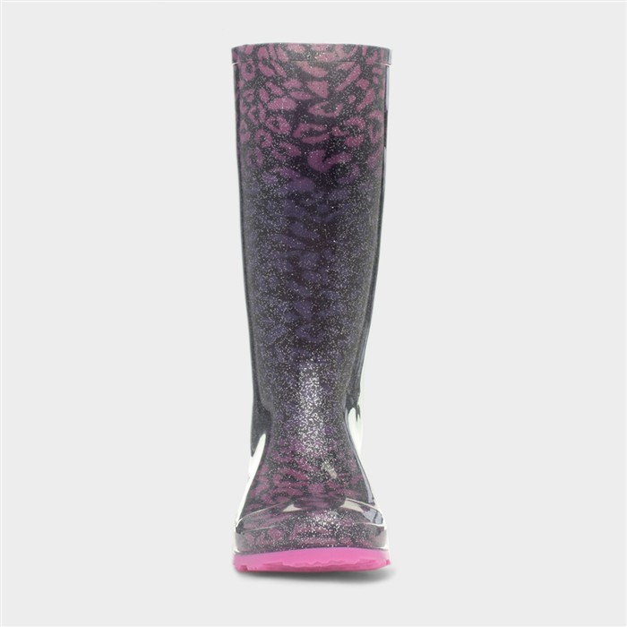 Girls Pink & Purple Leopard Print Welly