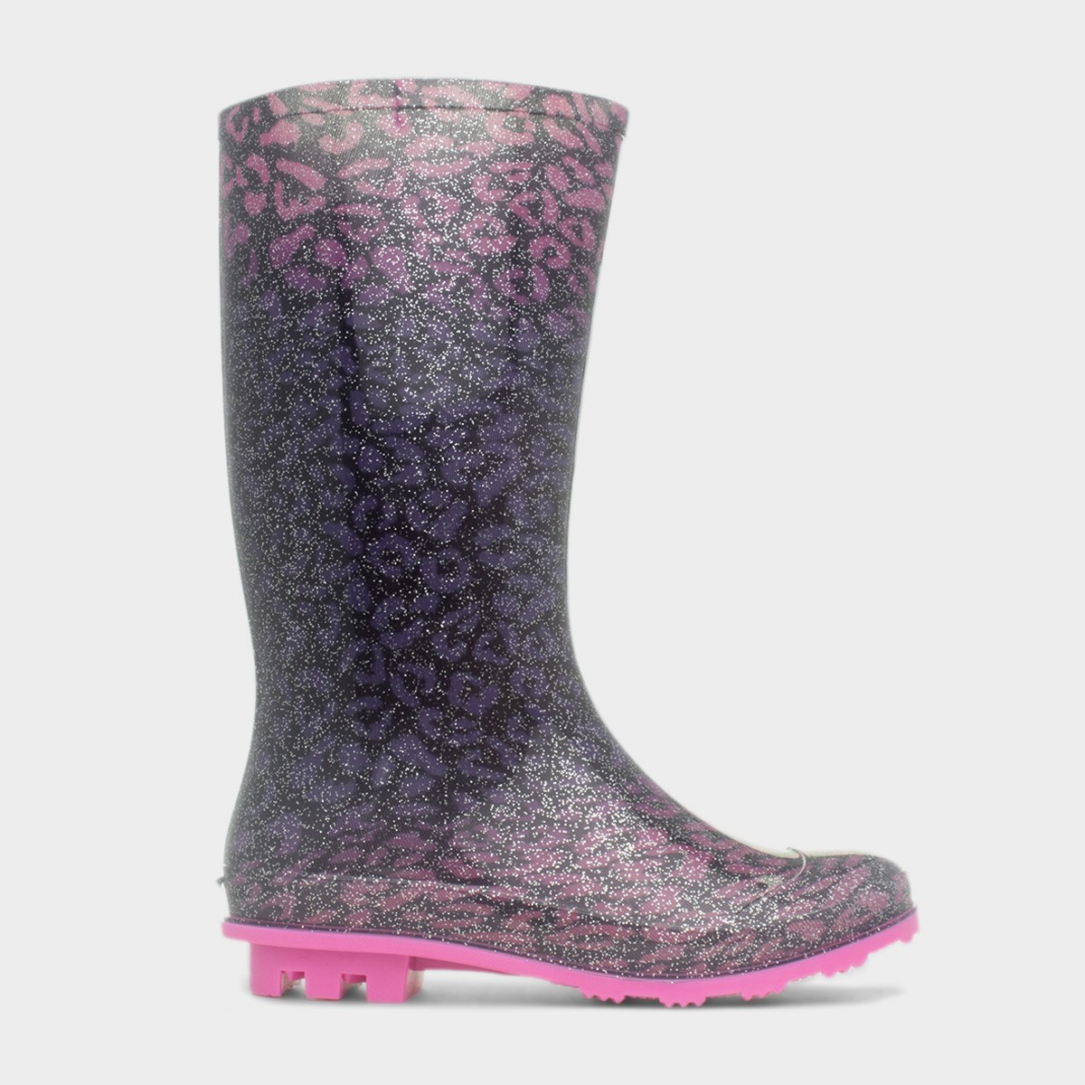 Girls Pink & Purple Leopard Print Welly