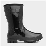 Rainstorm Womens Black Patent Warm Lined Welly (Click For Details)