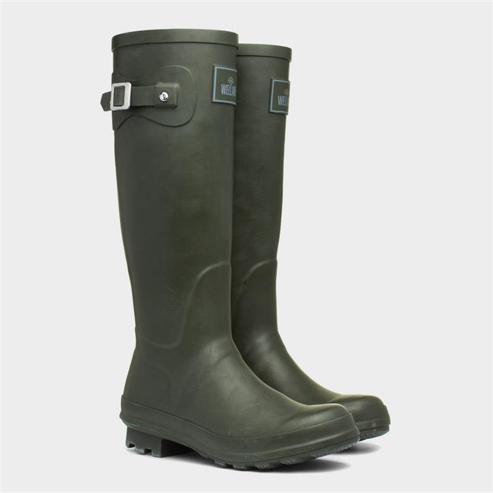 Welland Womens Dark Green Welly 793027 Shoe Zone