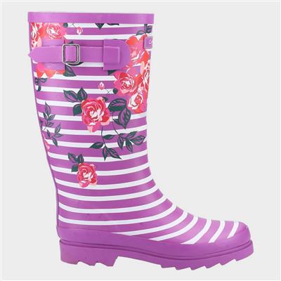 Chilson Womens Purple Floral Welly