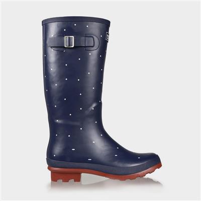 Ly Fairweather II Womens Blue Dotted Welly