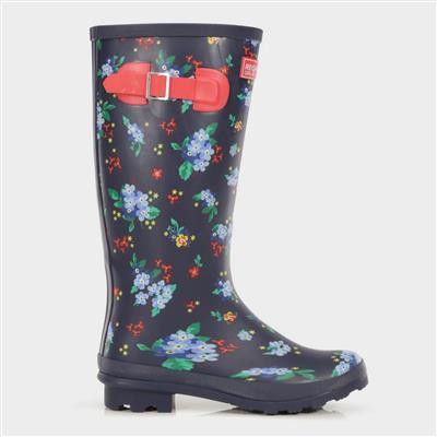 Ly Fairweather II Womens Blue Floral Welly