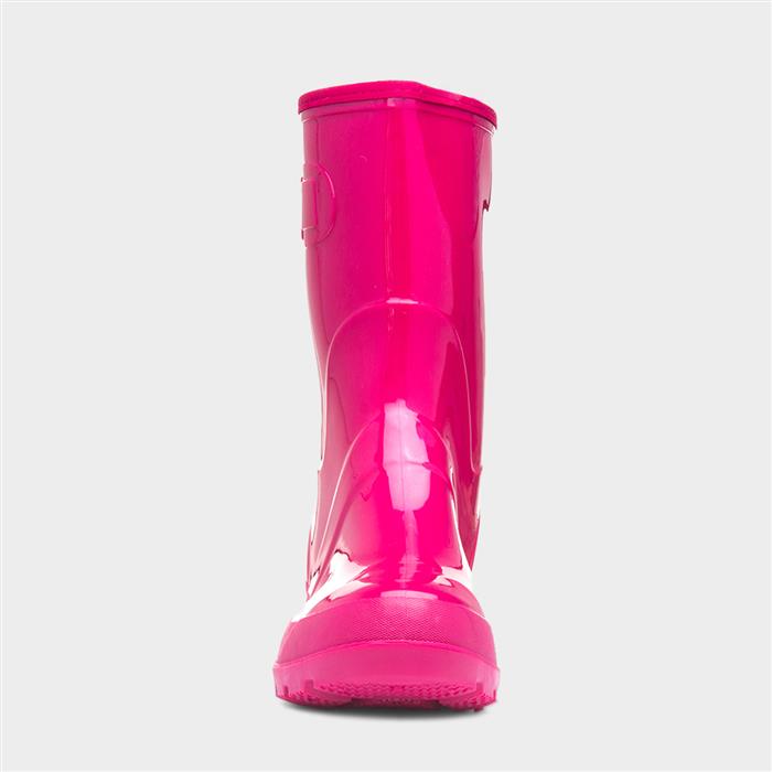 Womens Pink Patent Warm Lined Welly