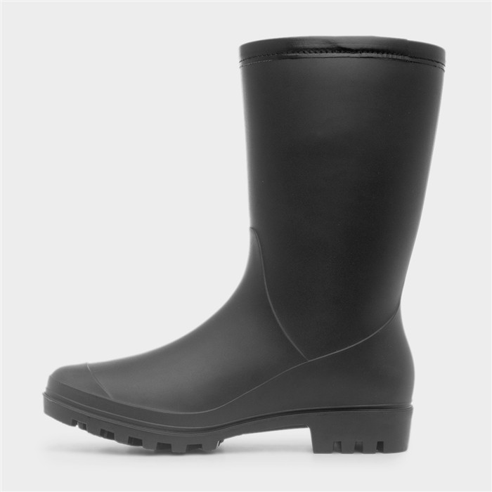 Festival Womens Black Buckle Welly