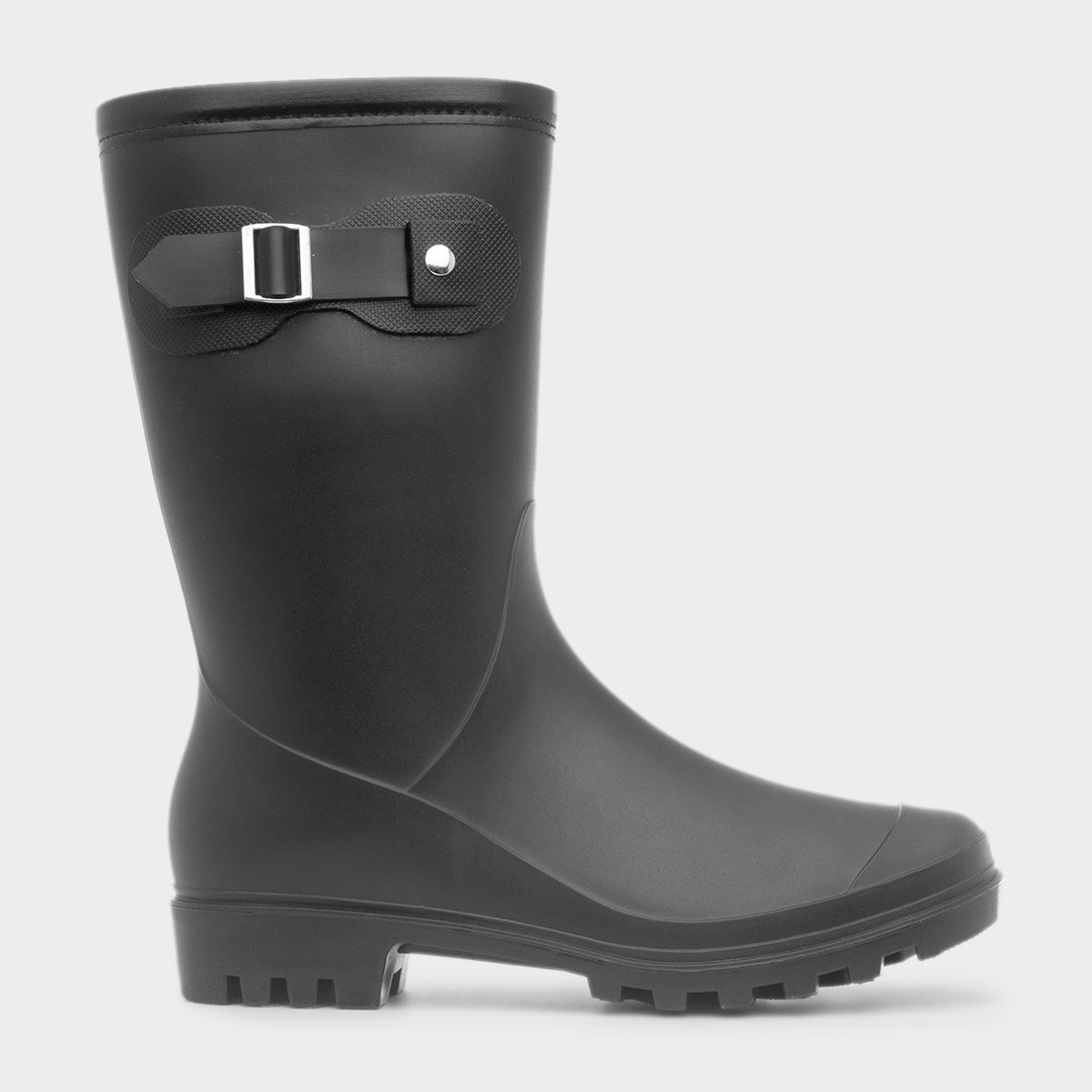 Festival Womens Black Buckle Welly