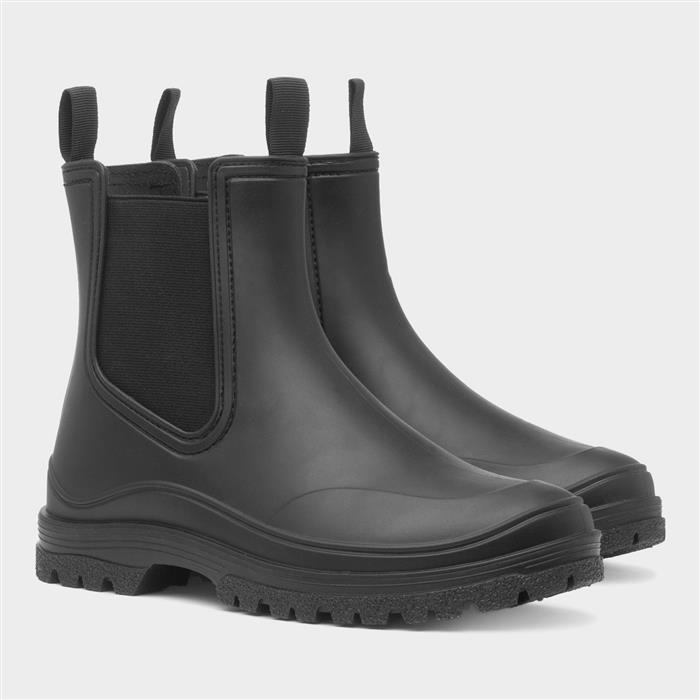 Womens Black Chelsea Ankle Welly
