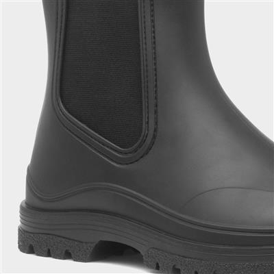 Womens Black Chelsea Ankle Welly