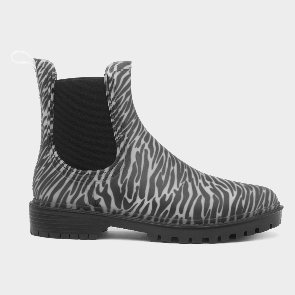 Gale Womens Black Zebra Print Chelsea Welly