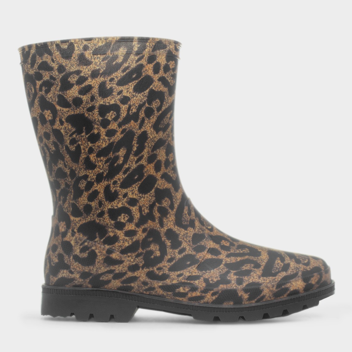 Womens Brown Leopard Print Welly