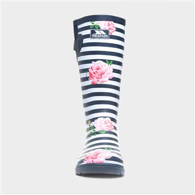 Elena Womens Stripy Floral Multi Welly