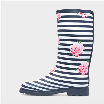 Elena Womens Stripy Floral Multi Welly